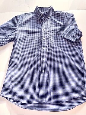 Jos. A. Bank Men's Navy and White Gingham Short-Sleeve Button-Down Shirt